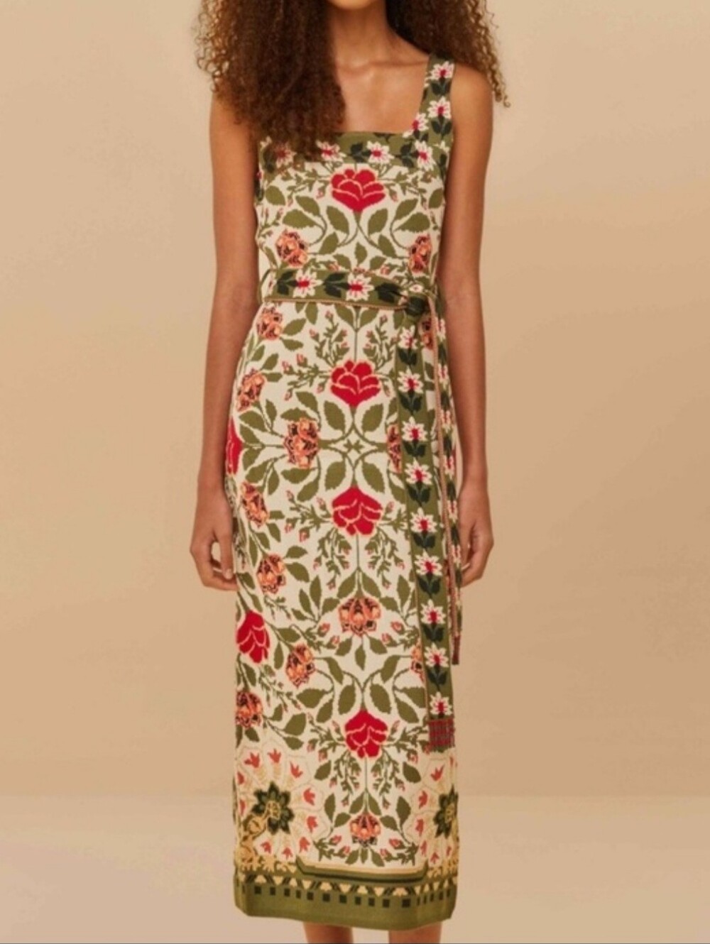 Farm RIO Floral Square-Neck Midi Dress